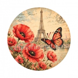 Paris coquelicot tour Eiffel- cabochon en verre ou en résine- pendentif