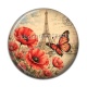 Cabochon Résine - Paris coquelicot tour Eiffel- cabochon en verre ou en résine- pendentif