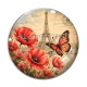Cabochon Verre - Paris coquelicot tour Eiffel- cabochon en verre ou en résine- pendentif