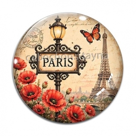 Cabochon Verre - Paris tour Eiffel- cabochon en verre ou en résine- pendentif
