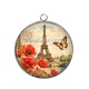 Pendentif Cabochon Argent - Paris tour Eiffel- cabochon en verre ou en résine- pendentif