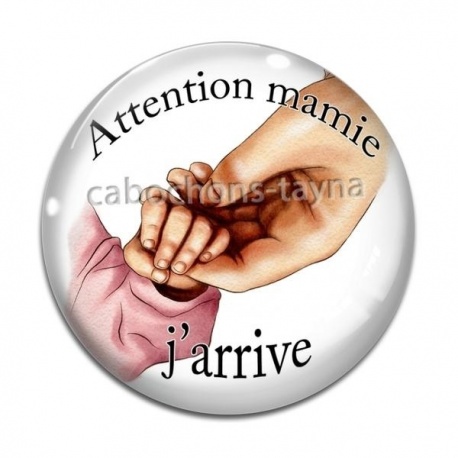 Cabochon Verre - attention mamie j'arrive