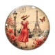 Cabochon Verre - femme Paris tour Eiffel