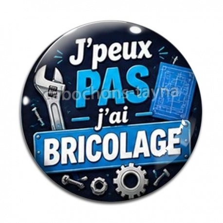Cabochon Verre -  j'peux pas j'ai bricolage- Mécanique- cabochon en verre ou en résine- pendentif