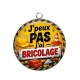 Pendentif Cabochon Argent - j'peux pas j'ai bricolage- maçonnerie