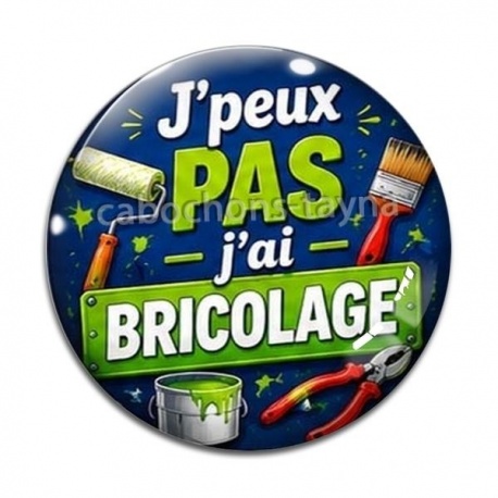 Cabochon Verre - j'peux pas j'ai bricolage- peinture