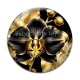 Cabochon Verre - fleur orchidée noire et dorée
