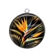 Pendentif Cabochon Argent - fleur exotique- cabochon en verre ou en résine- pendentif