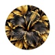 fleur exotique noire et dorée- cabochon verre ou résine, miroirs, magnet