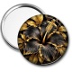 Miroir de poche - fleur exotique noire et dorée- cabochon verre ou résine, miroirs, magnet
