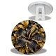 Trépied - fleur exotique noire et dorée- cabochon verre ou résine, miroirs, magnet