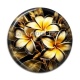 Cabochon Résine - fleur exotique noire et dorée- cabochon verre ou résine, miroirs, porte clés