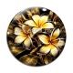 Cabochon Verre - fleur exotique noire et dorée- cabochon verre ou résine, miroirs, porte clés