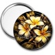 Miroir de poche - fleur exotique noire et dorée- cabochon verre ou résine, miroirs, porte clés