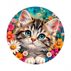 Chaton tigrer- cabochon verre ou résine, pendentif