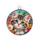Pendentif Cabochon Argent - Chaton tigrer- cabochon verre ou résine, pendentif