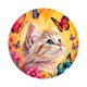 Chaton roux et blanc- cabochon verre ou résine, pendentif