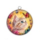 Pendentif Cabochon Argent - Chaton roux et blanc- cabochon verre ou résine, pendentif