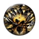 Cabochon Verre - fleur exotique noire et dorée- cabochon verre ou résine, miroirs, magnet