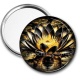 Miroir de poche - fleur exotique noire et dorée- cabochon verre ou résine, miroirs, magnet