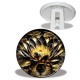 Trépied - fleur exotique noire et dorée- cabochon verre ou résine, miroirs, magnet