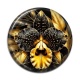 Cabochon Résine - fleur exotique noire et dorée- cabochon verre ou résine, miroirs, magnet