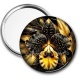 Miroir de poche - fleur exotique noire et dorée- cabochon verre ou résine, miroirs, magnet