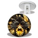 Trépied - fleur exotique noire et dorée- cabochon verre ou résine, miroirs, magnet