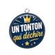 Pendentif Cabochon Argent - tonton qui déchire- cabochon verre ou résine, décapsuleur