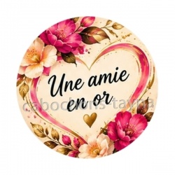 Une amie en or- cabochon verre ou résine, miroirs, magnet