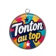 Pendentif Cabochon Argent - tonton au top- cabochon verre ou résine, décapsuleur