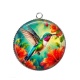 Pendentif Cabochon Argent - oiseau colibri