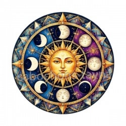 soleil- lune- cabochon verre ou résine, magnet