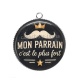Pendentif Cabochon Argent - mon parrain c'est le plus fort- cabochon verre ou résine