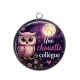 Pendentif Cabochon Argent - une chouette collègue- cabochon verre ou résine