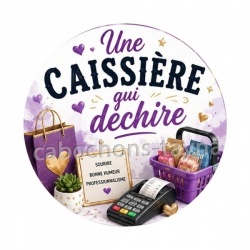une caissière qui déchire-- cabochon verre ou résine, porte clé