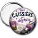 Miroir de poche - une caissière qui déchire-- cabochon verre ou résine, porte clé