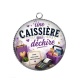 Pendentif Cabochon Argent - une caissière qui déchire-- cabochon verre ou résine, porte clé