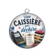 Pendentif Cabochon Argent - une caissière qui déchire-- cabochon verre ou résine, miroir