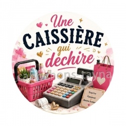 une caissière qui déchire-- cabochon verre ou résine, magnet