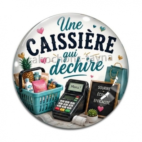 Cabochon Verre - une caissière qui déchire-- cabochon verre ou résine, pendentif