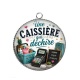 Pendentif Cabochon Argent - une caissière qui déchire-- cabochon verre ou résine, pendentif