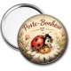Miroir de poche - porte bonheur coccinelle- cabochon verre ou résine, magnet
