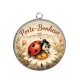 Pendentif Cabochon Argent - porte bonheur coccinelle- cabochon verre ou résine, magnet