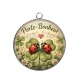 Pendentif Cabochon Argent - porte bonheur coccinelle- cabochon verre ou résine- pendentif