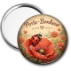 Miroir de poche - porte bonheur coquelicot- cabochon verre ou résine, porte clé