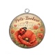 Pendentif Cabochon Argent - porte bonheur coquelicot- cabochon verre ou résine, porte clé
