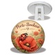 Trépied - porte bonheur coquelicot- cabochon verre ou résine, porte clé