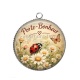 Pendentif Cabochon Argent - porte bonheur- cabochon verre ou résine, pendentif