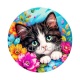 Chaton tnoir et blanc- cabochon verre ou résine, pendentif